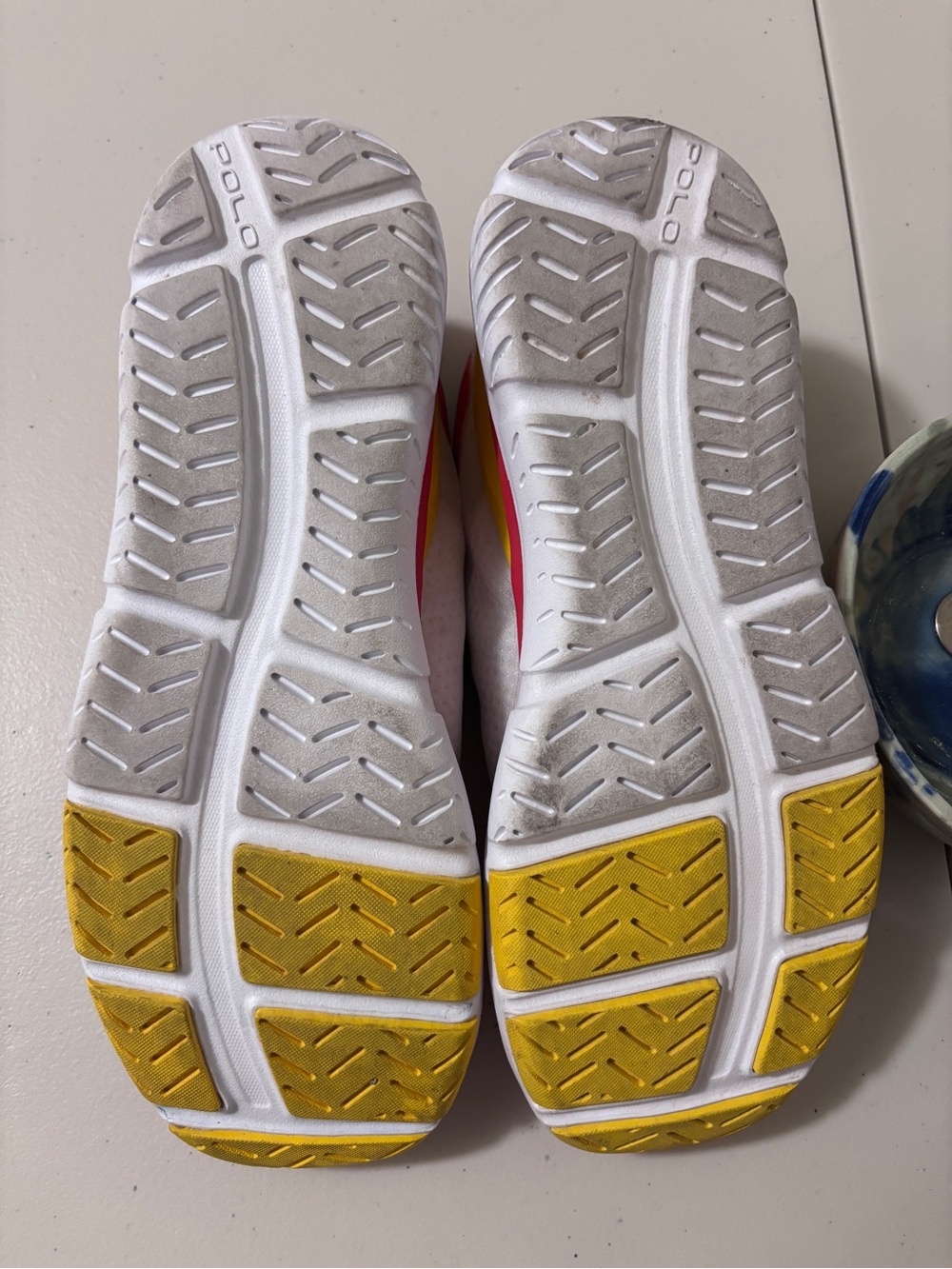Ralph Lauren Polo Sport Womens 8.5 Tech Racer Athletic Shoes Yellow Coral Retro - Picture 7 of 9